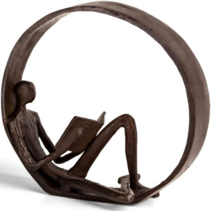 encircled female reader cast iron sculpture statue