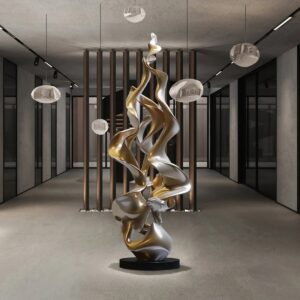 premier modern ethereal flow abstract metal sculpture
