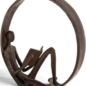Encircled Female Reader Cast Iron Sculpture Statue