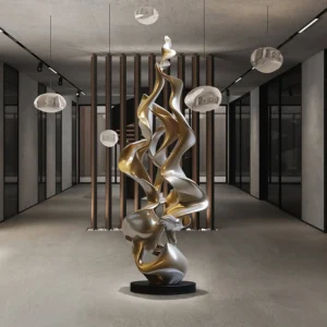 Premier Modern Ethereal Flow Abstract Metal Sculpture